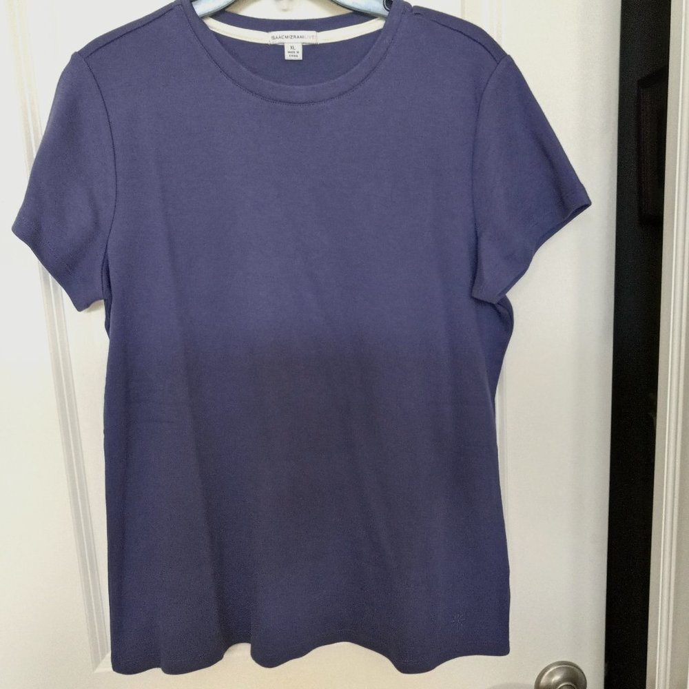 ISAAC Mizrahi Live Blue Cotton T-shirt Size XL NWOT Soft Midnight Navy